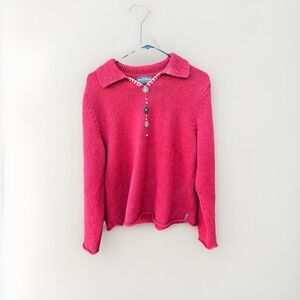 Vintage Woolrich Woman  Ruby Fair Isle Sweater Knit Size Embroidered L